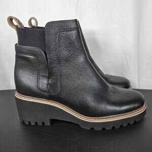 Dolce Vita Huey H2O Boots Womens 8.5 Black Leather Chelsea Lug Sole Waterproof